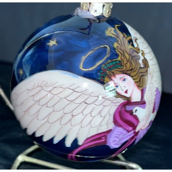 Hand-Painted Glass Angel Ball Christmas Ornament In Satin-Lined Box - Picture 4 of 7